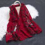 Women's Scarf | Organza Floral Cutout Hollow Motif | 170x70 cm | Lightweight Wrap