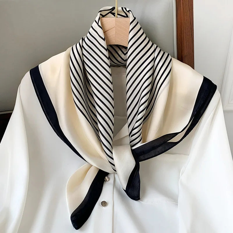 Women's Scarf | Silk Plaid Design | Versatile Neck & Hair Accessory | Lightweight