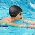 Women's Swim Cap | Silicone with Integrated Ear Pockets | Stretch Fit for Long Hair | Waterproof