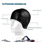 Women's Swim Cap | Silicone with Integrated Ear Pockets | Stretch Fit for Long Hair | Waterproof