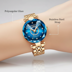 Women's Watch | Gradient Sunburst Dial | Stainless Steel Case & Rose Gold Accents