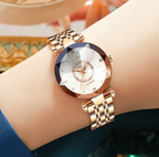 Women's Watch | Gradient Sunburst Dial | Stainless Steel Case & Rose Gold Accents