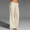 Women's Wide-Leg Trousers | Breezy Linen Blend | Elastic Waist & Loose Fit | Travel Ready