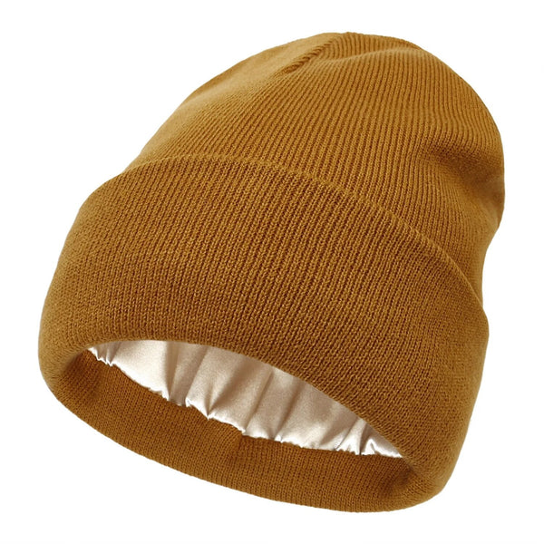 Women's Winter Beanie | Wool Exterior & Silk Lining | Anti-Frizz Hair Protection