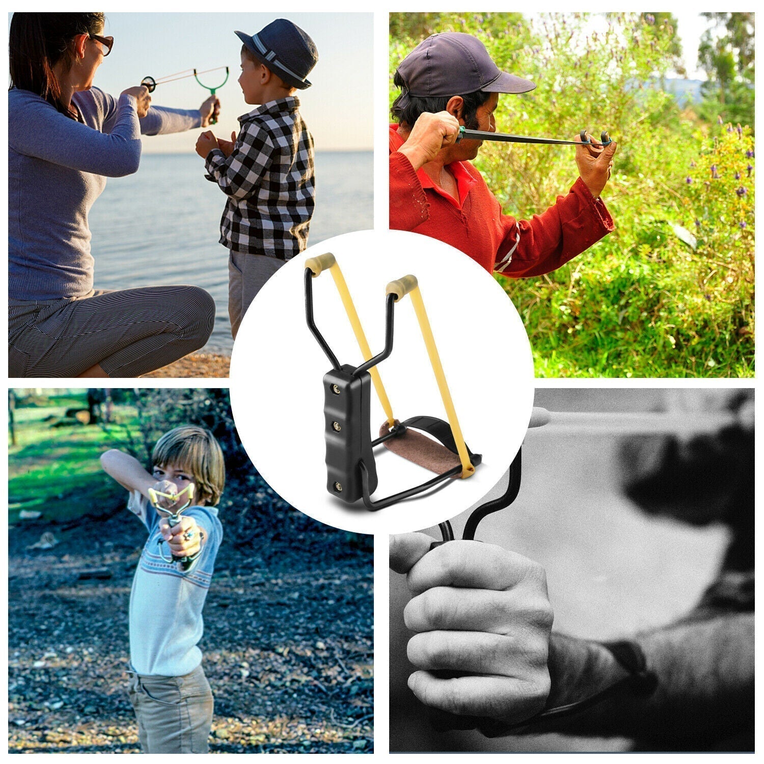 Wrist Slingshot | Foldable Aluminum Frame | Leather Pouch & Latex Bands | 100-Yard Range