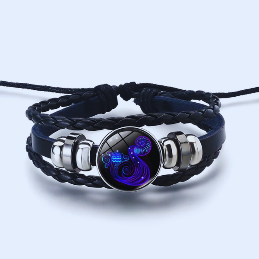 Zodiac Bracelet | Personalized Charm | Leather & Suede, Adjustable Fit | Stress Relief