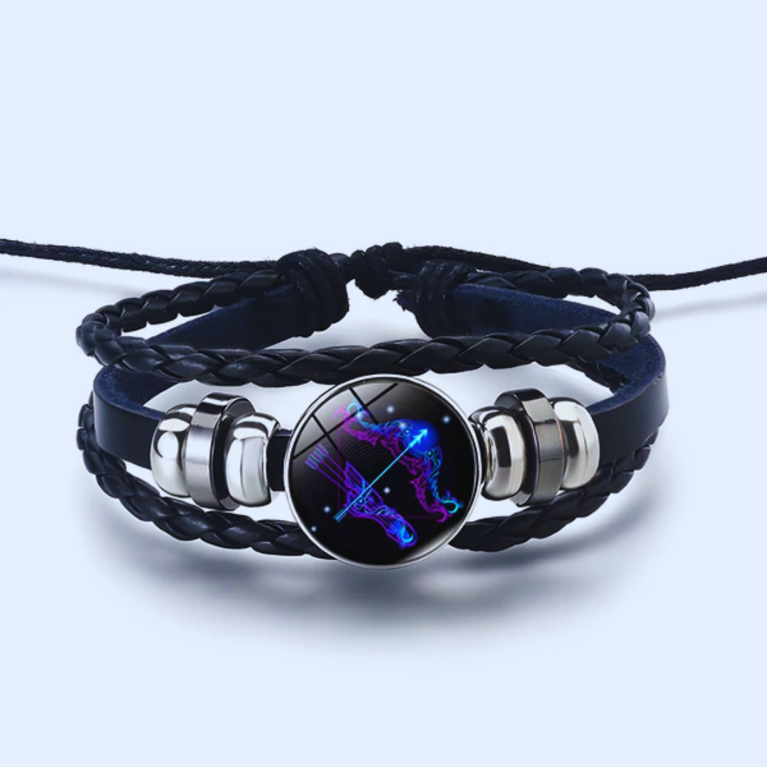 Zodiac Bracelet | Personalized Charm | Leather & Suede, Adjustable Fit | Stress Relief