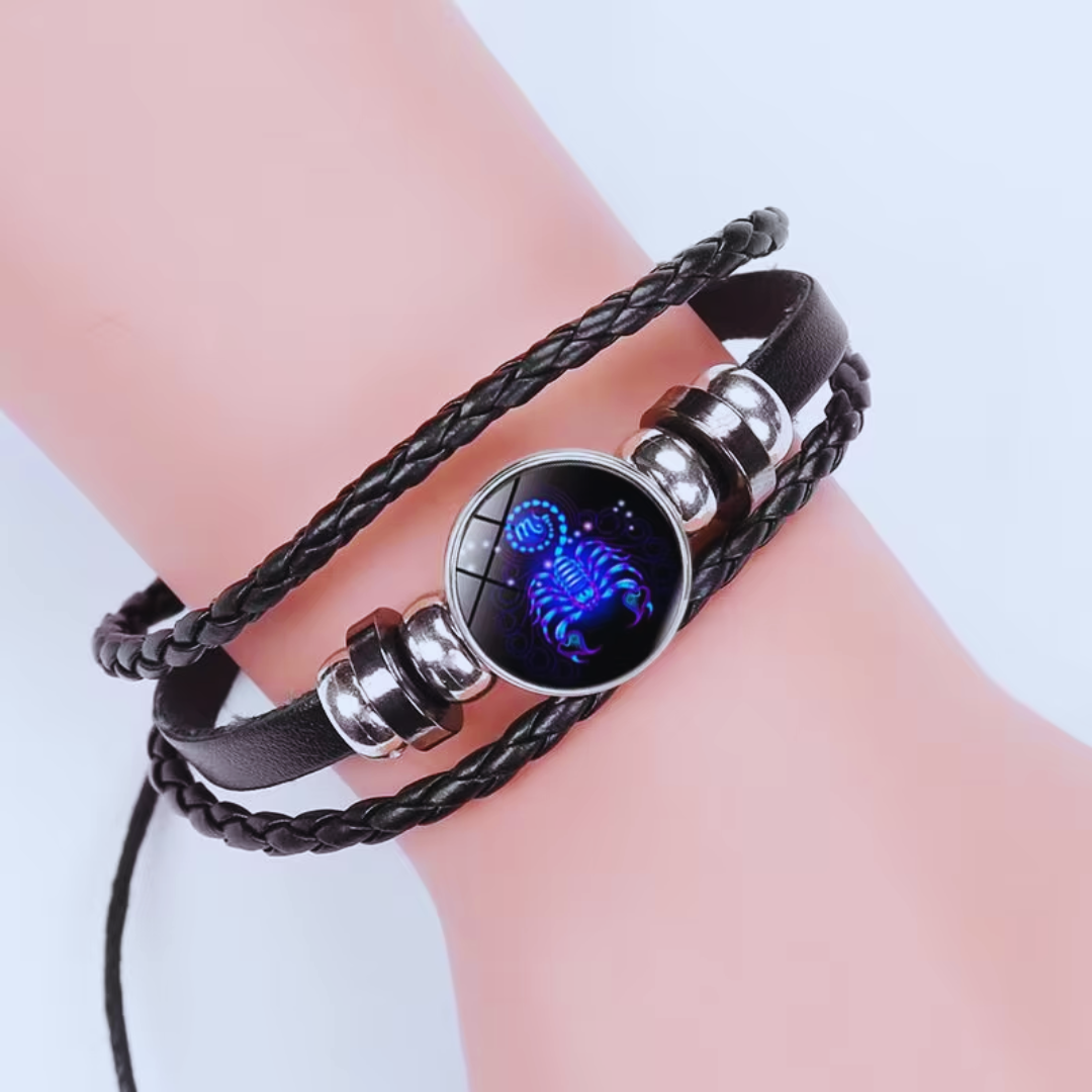 Zodiac Bracelet | Personalized Charm | Leather & Suede, Adjustable Fit | Stress Relief