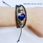 Zodiac Bracelet | Personalized Charm | Leather & Suede, Adjustable Fit | Stress Relief