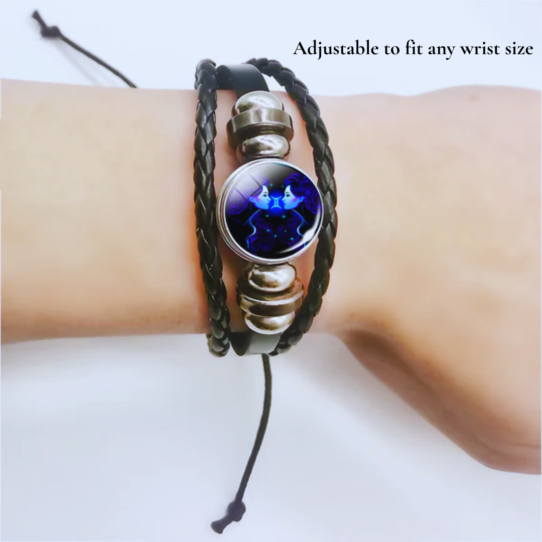 Zodiac Bracelet | Personalized Charm | Leather & Suede, Adjustable Fit | Stress Relief