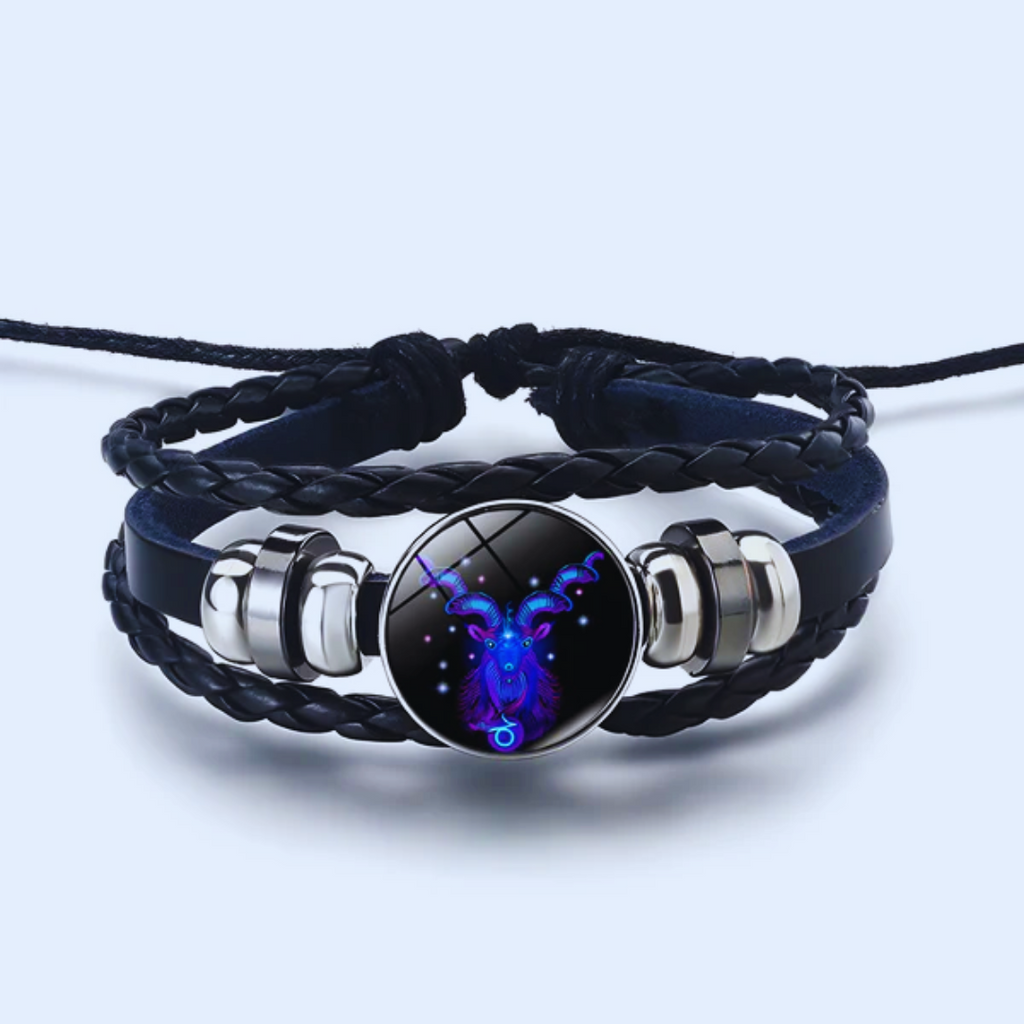 Zodiac Bracelet | Personalized Zodiac Charm | Leather & Suede | Promotes Calm