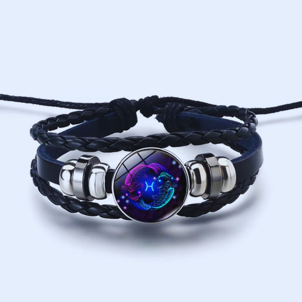 Zodiac Bracelet | Personalized Zodiac Charm | Leather & Suede | Promotes Calm