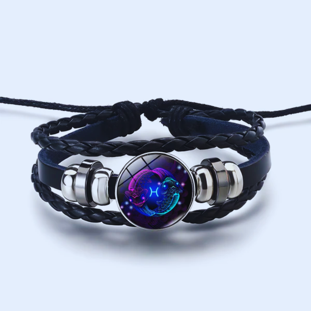Zodiac Bracelet | Personalized Zodiac Charm | Leather & Suede | Promotes Calm