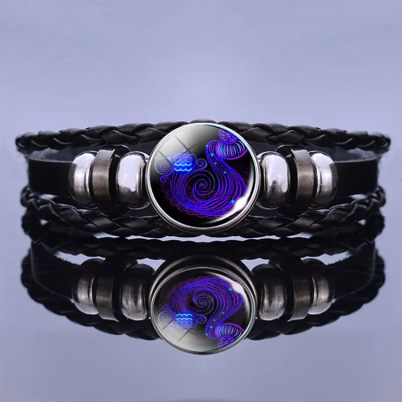 Zodiac Bracelet for Women | Handcrafted | Lapis Lazuli & Sodalite Beads on Leather