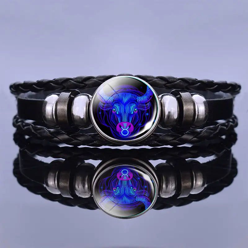 Zodiac Bracelet for Women | Handcrafted | Lapis Lazuli & Sodalite Beads on Leather