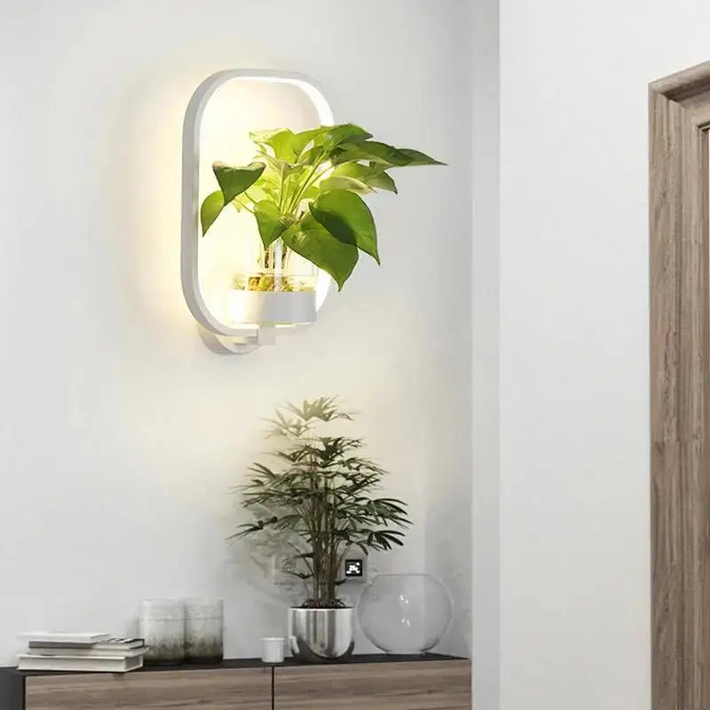 LED Plant Wall Light with Glass Vase | Cozy Ambient Glow | Decorative Wall Accent | GlowPlant