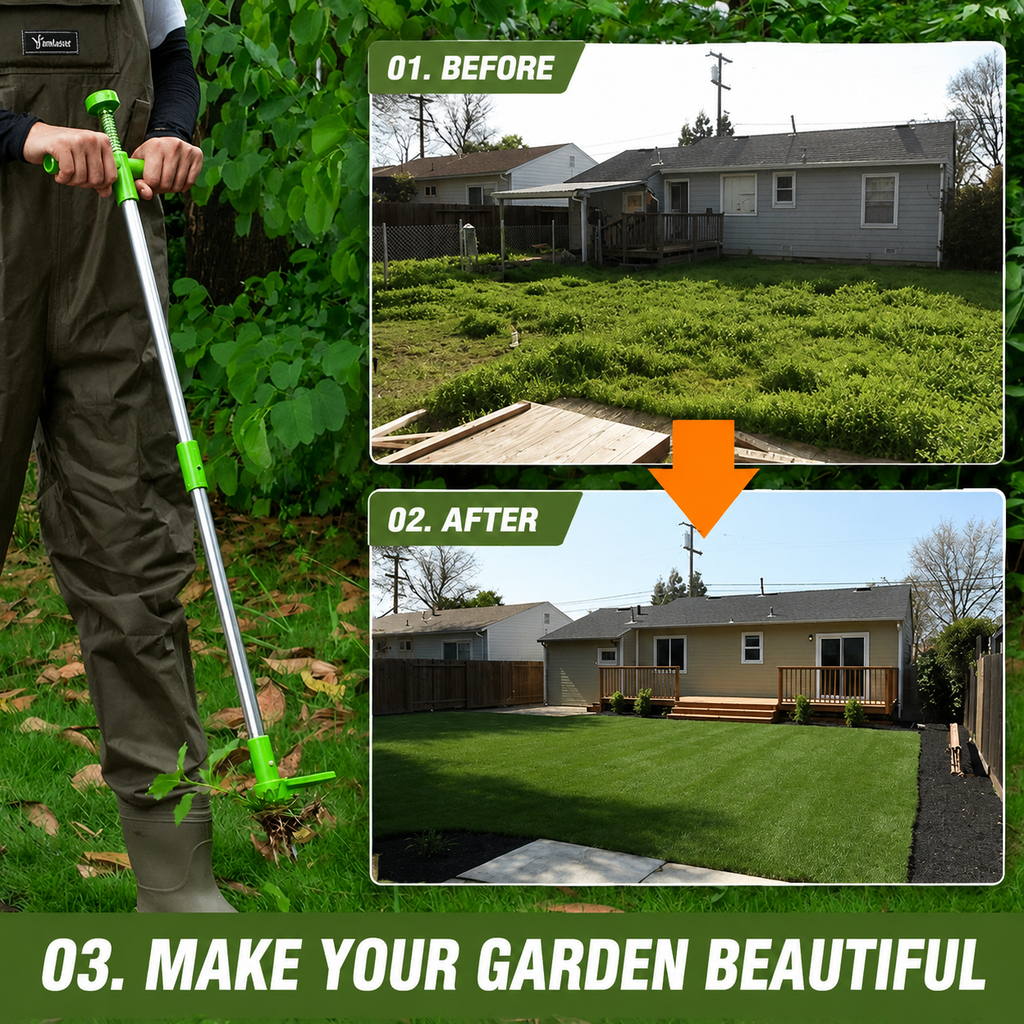 Root Remover Weed Extractor | Trident Attachment | Bend-Free | DeepGrip