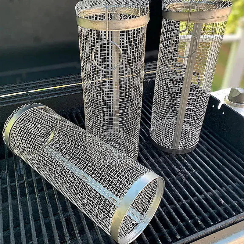 Stainless Steel Grill Basket | Rolling Basket | Ideal for Small Grill Items | GrillRoll