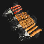 Stainless Steel Grill Skewer | Twin Prongs | Slide Scraper for Clean Serving | SkewerPro