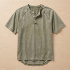 VesperLoom™ – Vintage Mineral-Wash Raglan Henley Tee