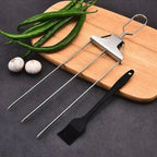 Stainless Steel Grill Skewer | Twin Prongs | Slide Scraper for Clean Serving | SkewerPro