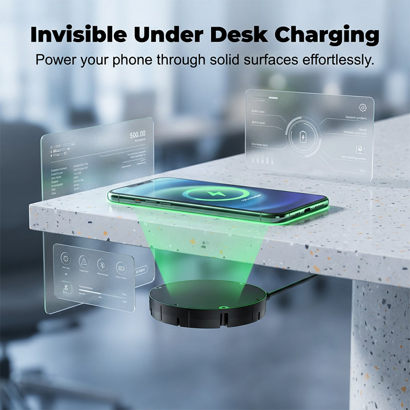 Charging Station for Under the Desk | Concealed Setup | Pierces Wood and Stone | HiddenVolt