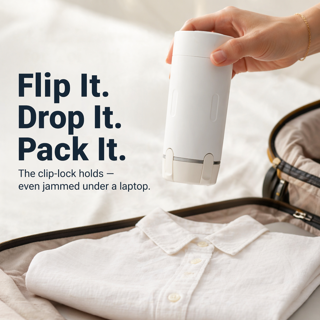 VoyaPack™ — Store, Secure & Dispense All Four Toiletries in One Case