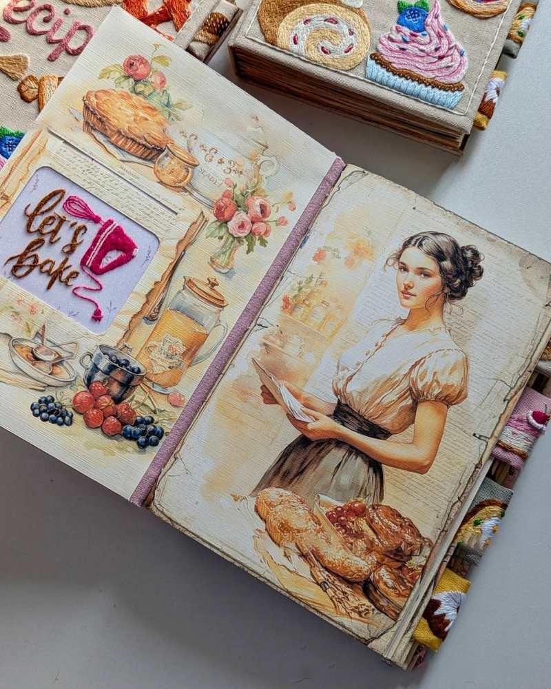 Notebook | Handmade Recipe Journal | Embroidered Cloth Cover | RecipeHeart