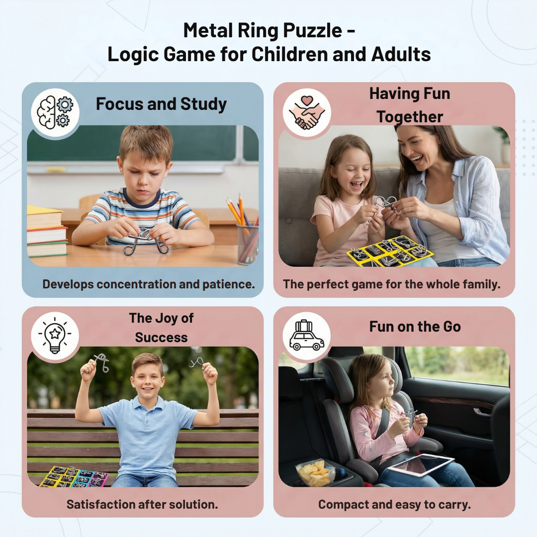 MindPulse™ Metal Ring Puzzle Set — Unlock Lightning-Fast Focus and Stress-Free Mental Power