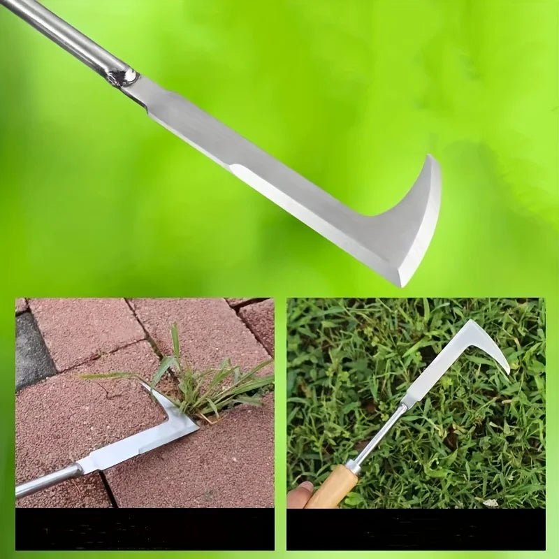 Stainless Steel L-Shape Weeding Hoe | Edge Knife for Pathways & Paving Stones | Wooden Handle | Klingo