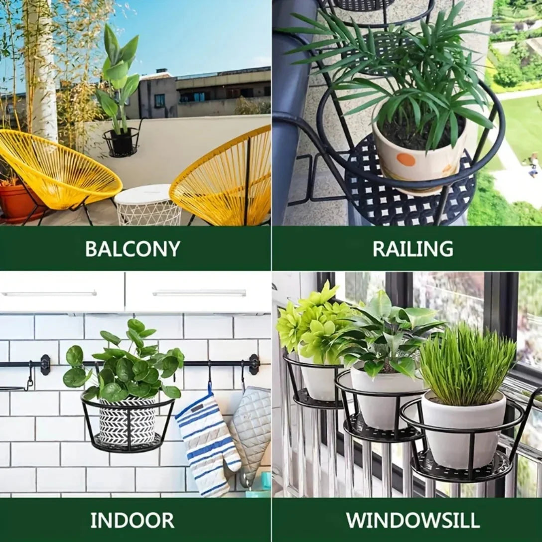Balcony Pot Holder | Railing Space Saver | Bottom with Open Drainage | BalconyNest