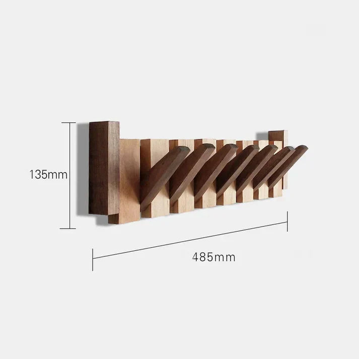 Piano Coat Rack in Wood | Sturdy Walnut & Maple Wood | 8 Hooks Wall-Mounted | Keystrak