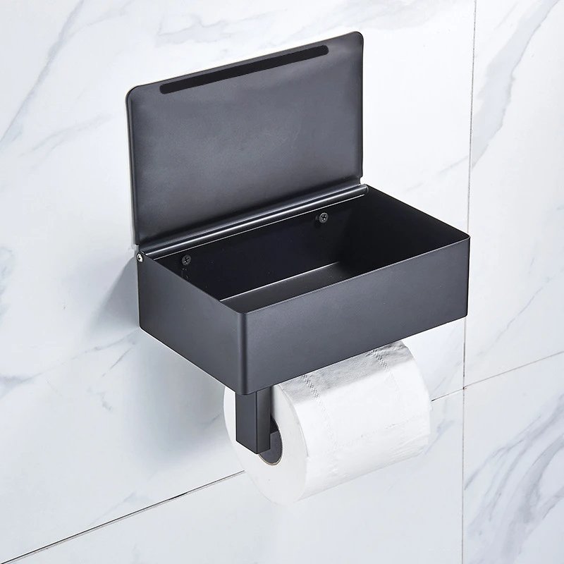 Tissue Box | Stainless Steel Toilet Paper Holder | 2-in-1 Holder with Shelf | SteelShelf