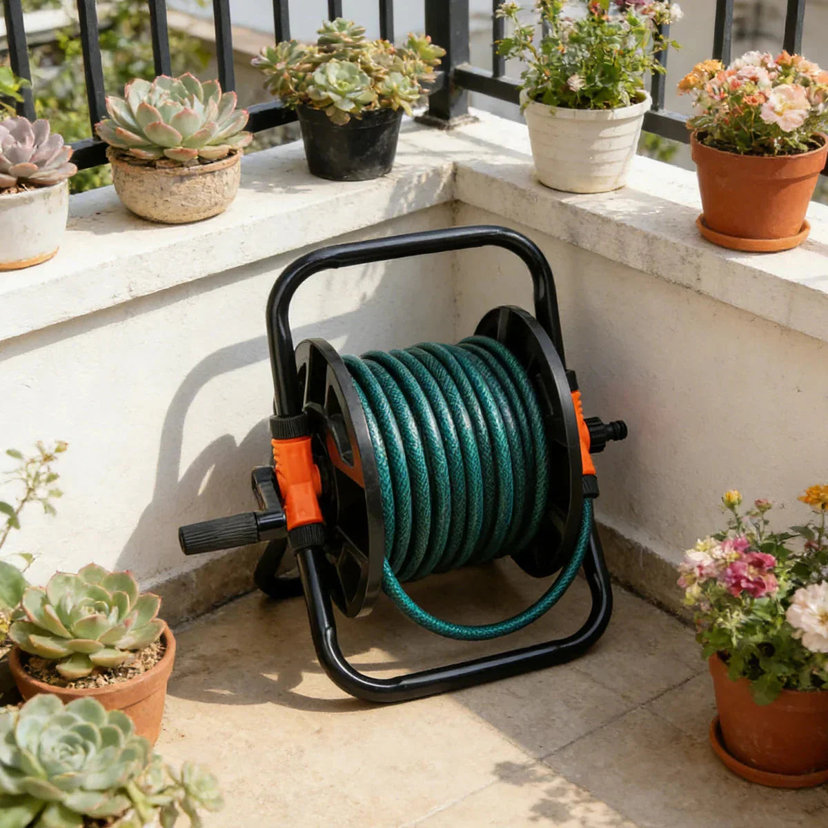 Portable Garden Hose Reel | Freestanding | Smooth Hose Control | FlowCrank
