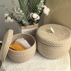 Woven Storage Basket | Round Storage Basket | Boho Handwoven | CasaWeave