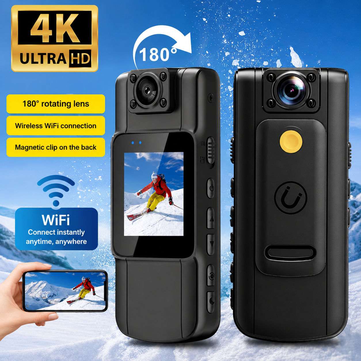 Mini Camera | 4K Video | Lens Rotates | SecureCam