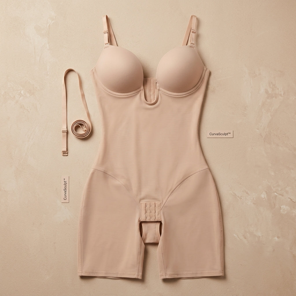 CurvaSculpt™ – Backless Plunge Sculpting Bodysuit with Push-Up Cups