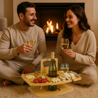 Wine Table Wooden Foldable | Snack Sections | Glass and Bottle Holders | Tray Table