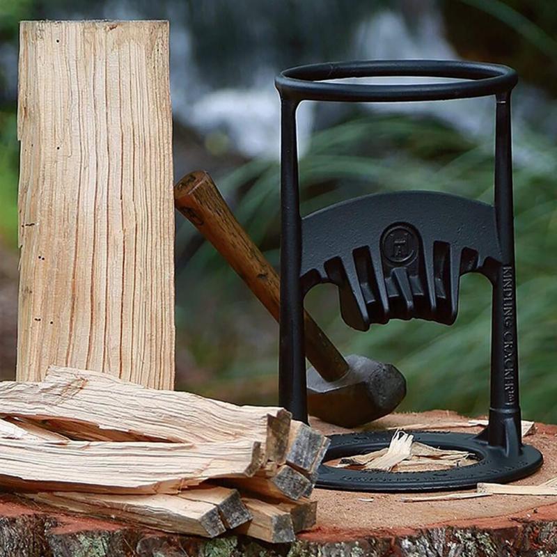 Large Cast Iron Wood Splitter | Safety Ring | Fireplace | IronKindling
