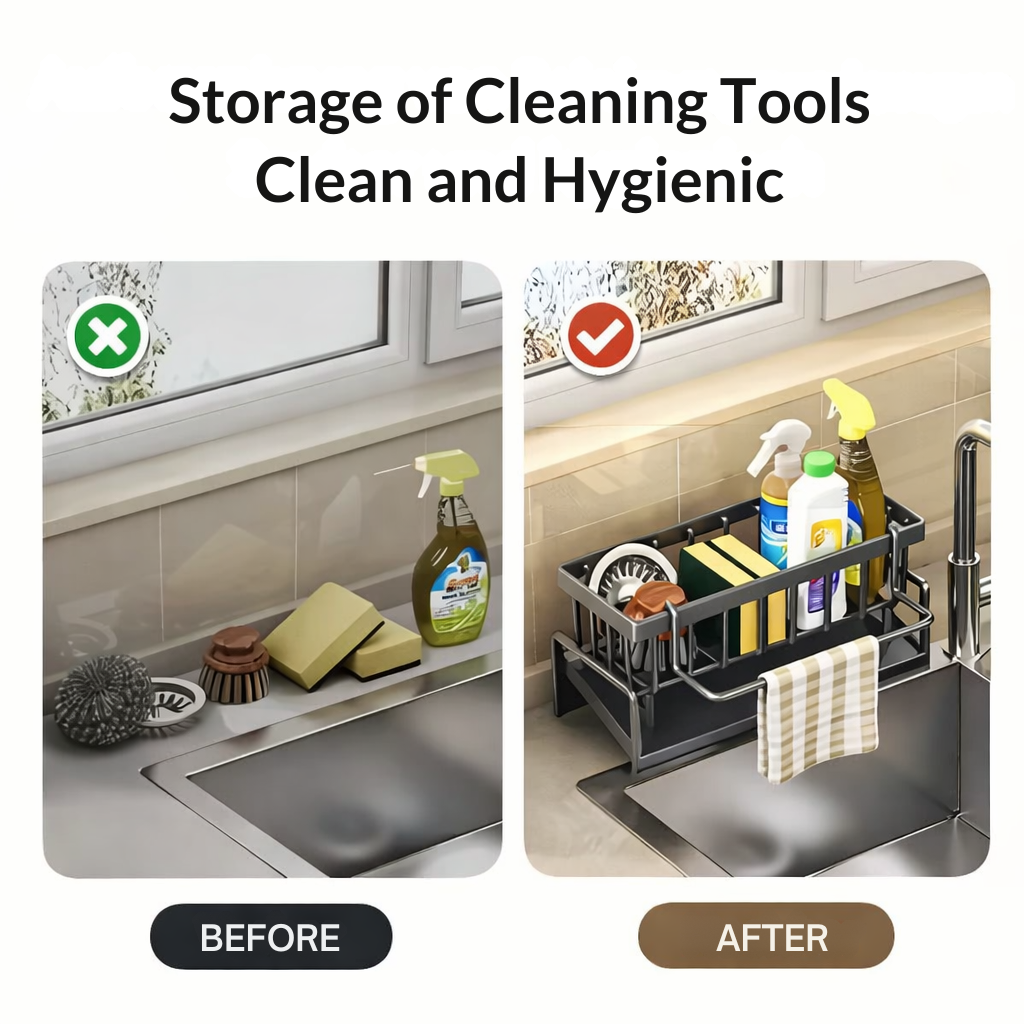 Kitchen Sink Rack | Rust-Resistant | Featuring Towel Holder | AquaRack