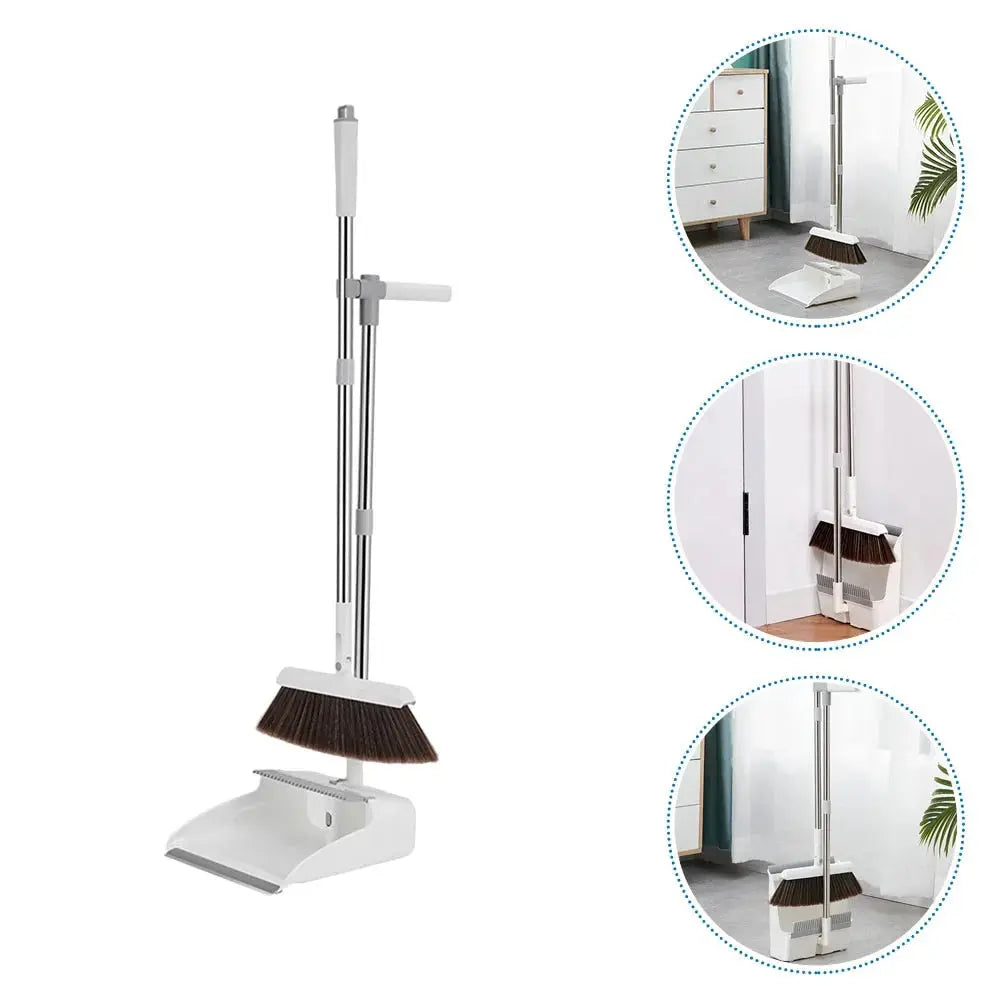 Broom and Dustpan Set | Sweep Upright, No Bending Needed | Comb Edge | CleanStand