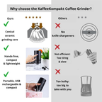 Electric Coffee Grinder | USB Rechargeable | Adjustable Grind Settings | KaffeeKompakt