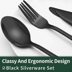 Cutlery Set | 24-Piece Matte Black Design | Includes Steak Knives | CutleryCraft