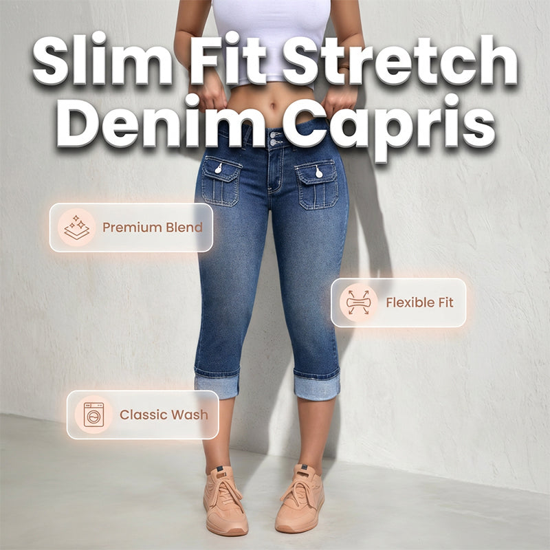 VeloraFlex™ Denim Capris — Sculpt Your Curves in All-Day Comfort and Freedom