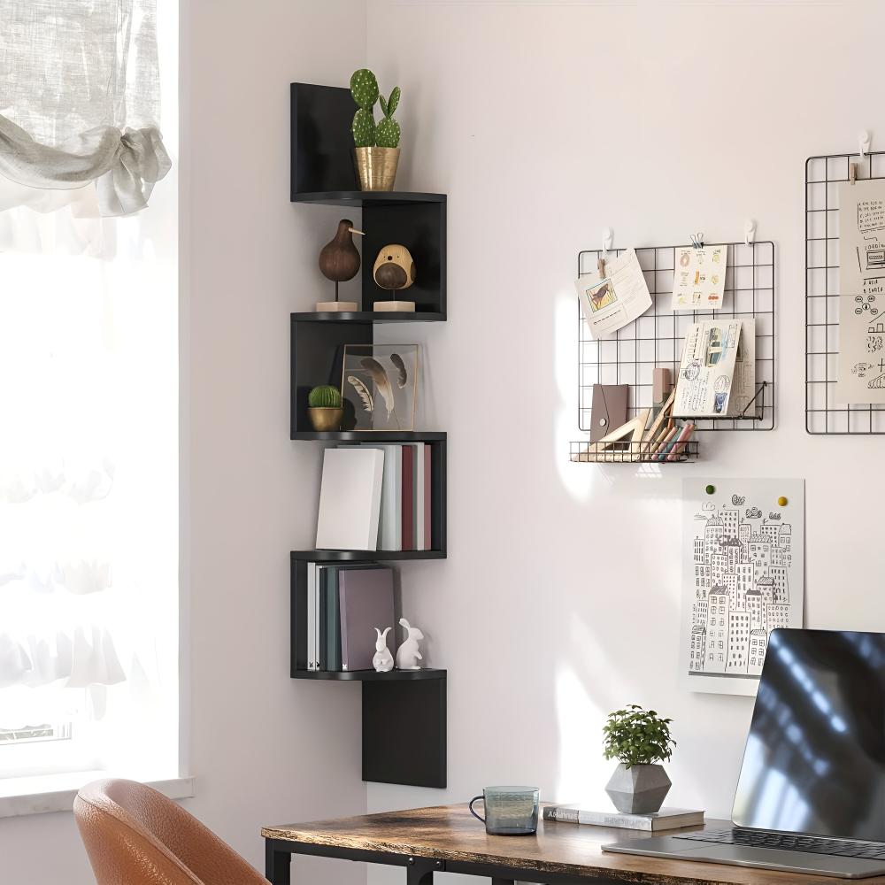 Corner Shelf 5 Levels | Zigzag Shape with Layers | Space-Efficient Corner Fit | CornerZig