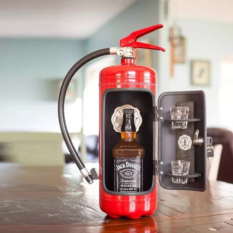 Bottle Holder in Fire Extinguisher Style | Decorative Drink Holder | Hidebar