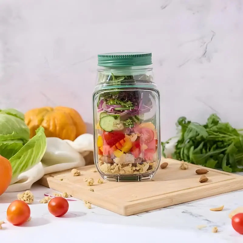 Glass Salad Bowl | Side Entry | Airtight Screw Lid | FreshBowl