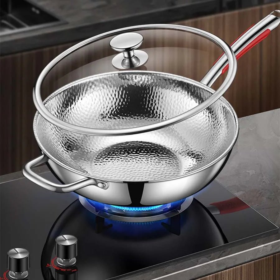 Titanium Wok 30 cm Round Base | Induction | Uncoated & Non-Stick | Forgea