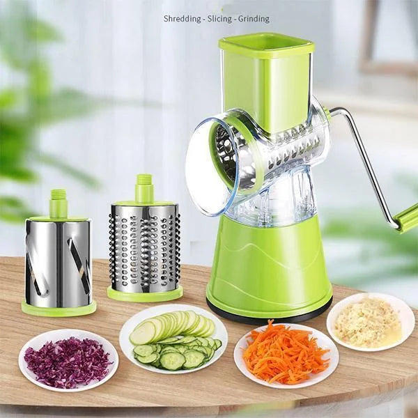 Rotary Grater for Vegetables | Cutting Drum Blades | Secure Non-Slip Suction Base | SliceCraft