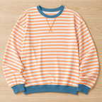 VeroLuxe™ – Relaxed Striped Crewneck Sweatshirt with Contrast Trim